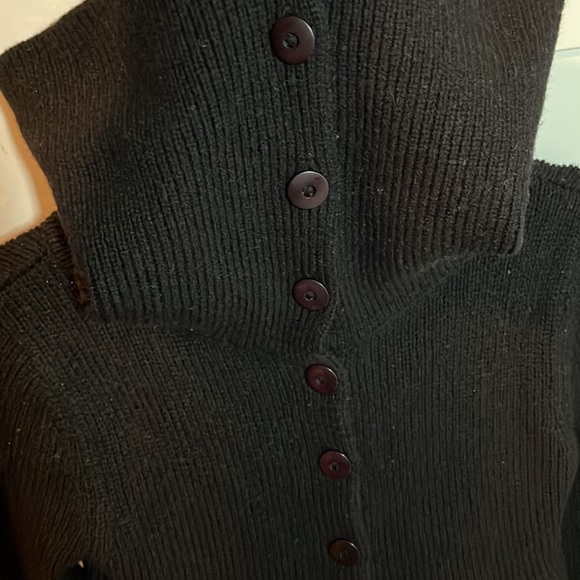 Vince Wool Blend Peplum Button Down Sweater Cowl Neck Black Size Medium - Picture 11 of 14